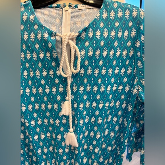 Pretty turquoise & white romper with pockets! - Picture 2 of 6